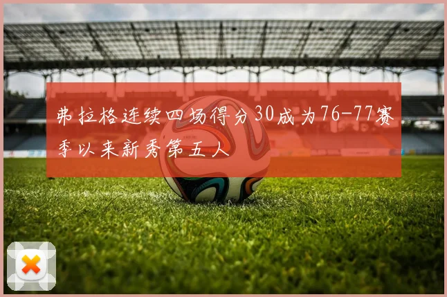 弗拉格连续四场得分30成为76-77赛季以来新秀第五人